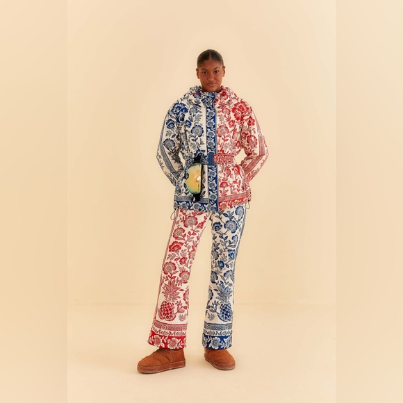 Farm Rio Mixed Pineapple Garden Ski Pants Red Blue XS - Picture 1 of 12